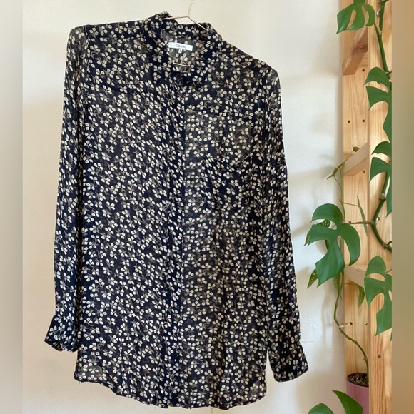 Ganni Newman Georgette dark blue floral patterned blouse - Picture 1 of 5